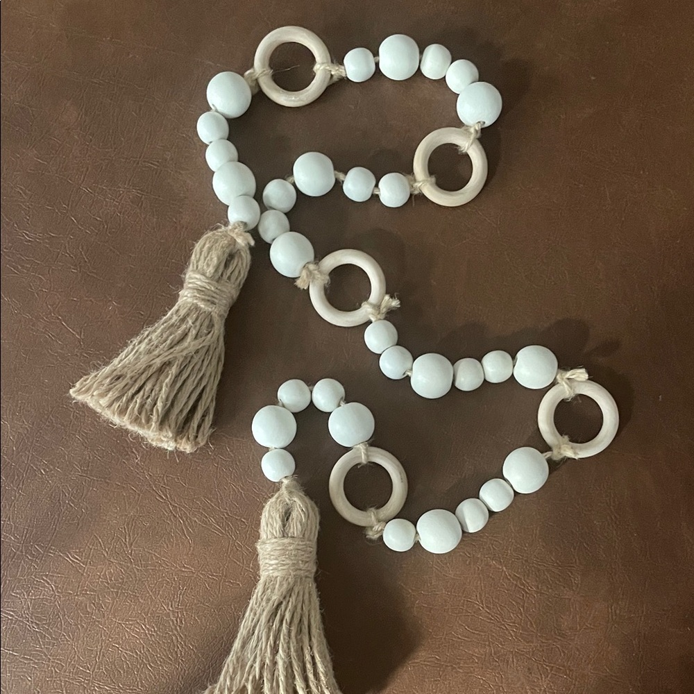 Wooden Beaded Garland with Tassels